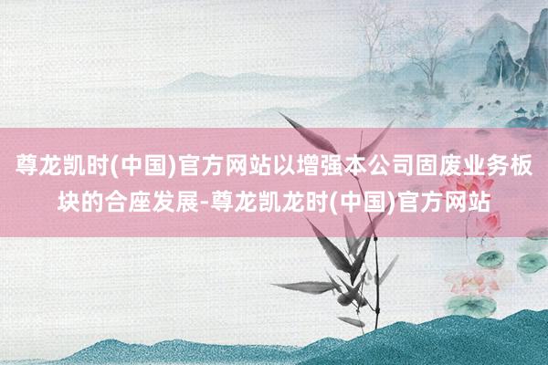 尊龙凯时(中国)官方网站以增强本公司固废业务板块的合座发展-尊龙凯龙时(中国)官方网站