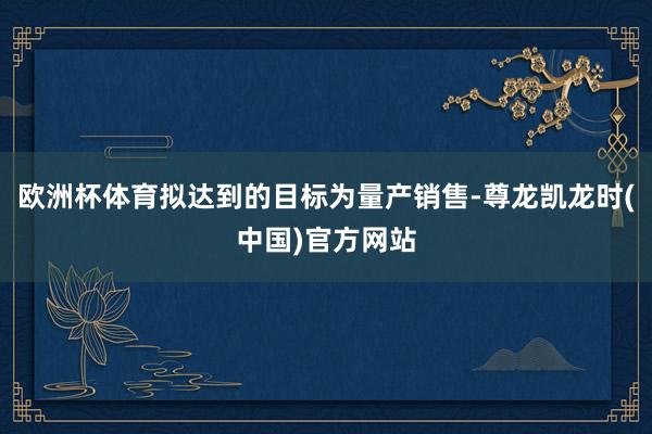 欧洲杯体育拟达到的目标为量产销售-尊龙凯龙时(中国)官方网站