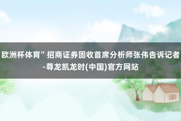 欧洲杯体育”招商证券固收首席分析师张伟告诉记者-尊龙凯龙时(中国)官方网站