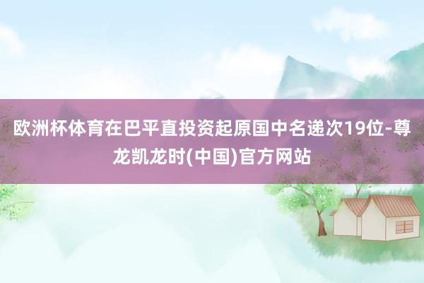欧洲杯体育在巴平直投资起原国中名递次19位-尊龙凯龙时(中国)官方网站