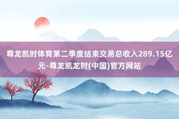 尊龙凯时体育第二季度结束交易总收入289.15亿元-尊龙凯龙时(中国)官方网站
