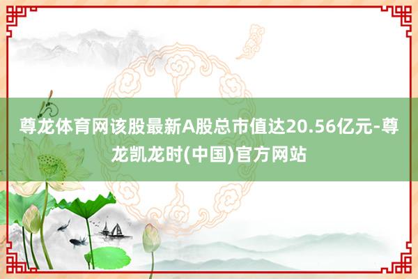 尊龙体育网该股最新A股总市值达20.56亿元-尊龙凯龙时(中国)官方网站