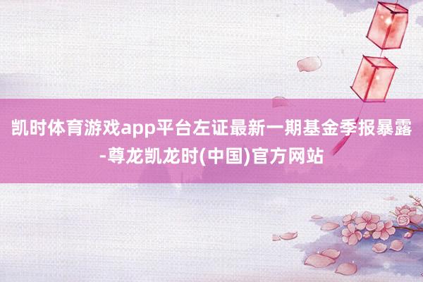 凯时体育游戏app平台左证最新一期基金季报暴露-尊龙凯龙时(中国)官方网站
